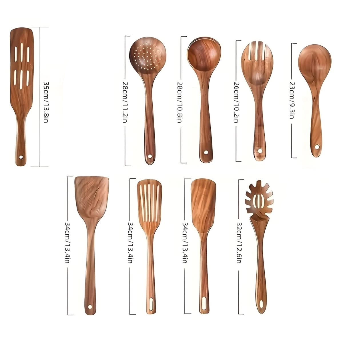 Wooden Kitchen Utensil Set, 11 Piece Wooden Utensil Set for Non Stick Pans – image 4