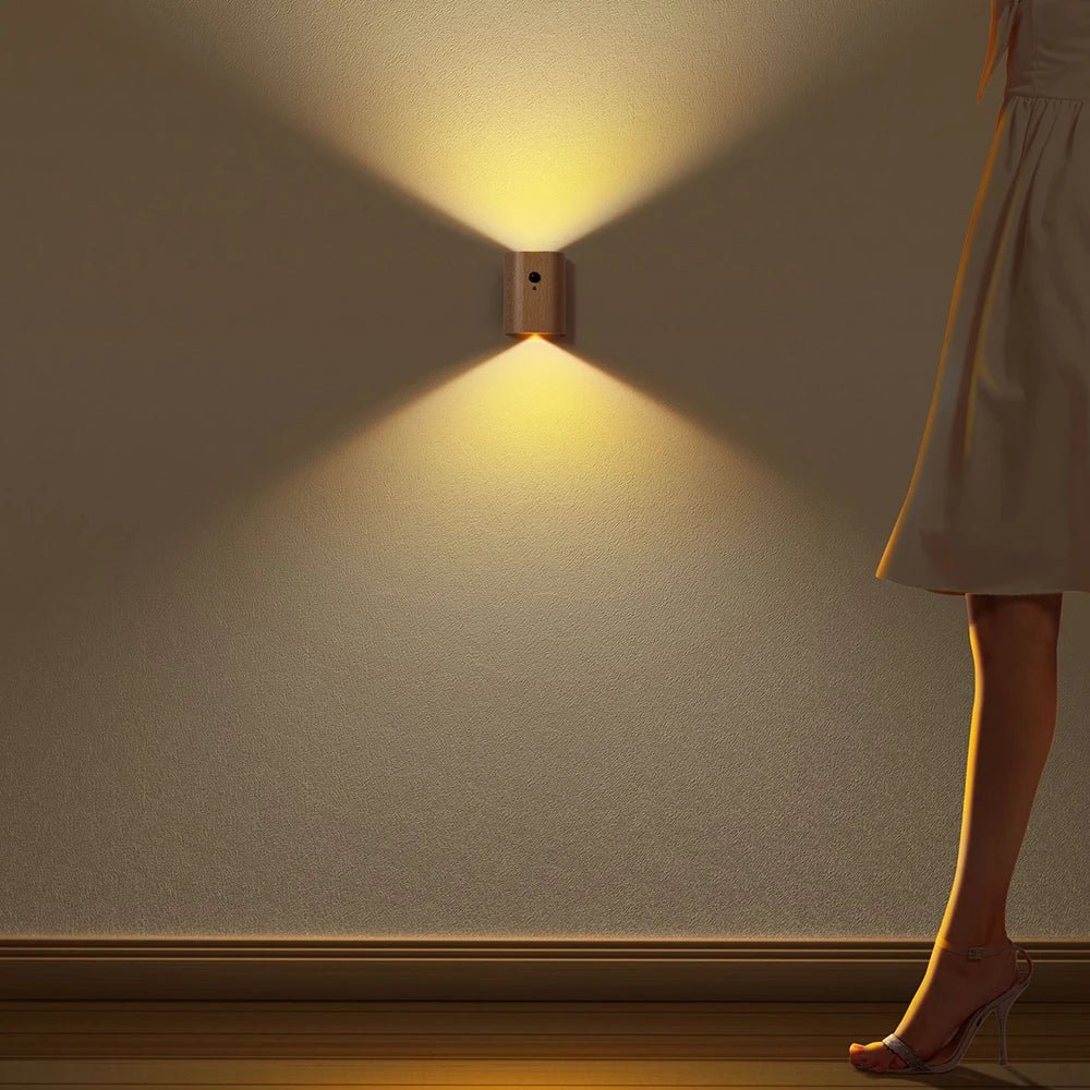 Motion Activated Night Light, Rechargeable Wooden Lamp with Motion Sensor, Wireless Stair Light for Bedroom and Hallway_05