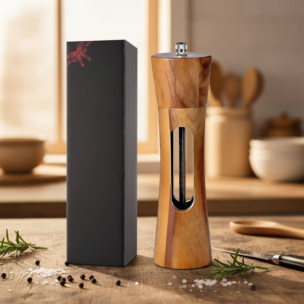 Salt and Pepper Mills, Wooden Salt and Pepper Grinders with Adjustable Grind, Ceramic Spice Mill for Kitchen Accessories