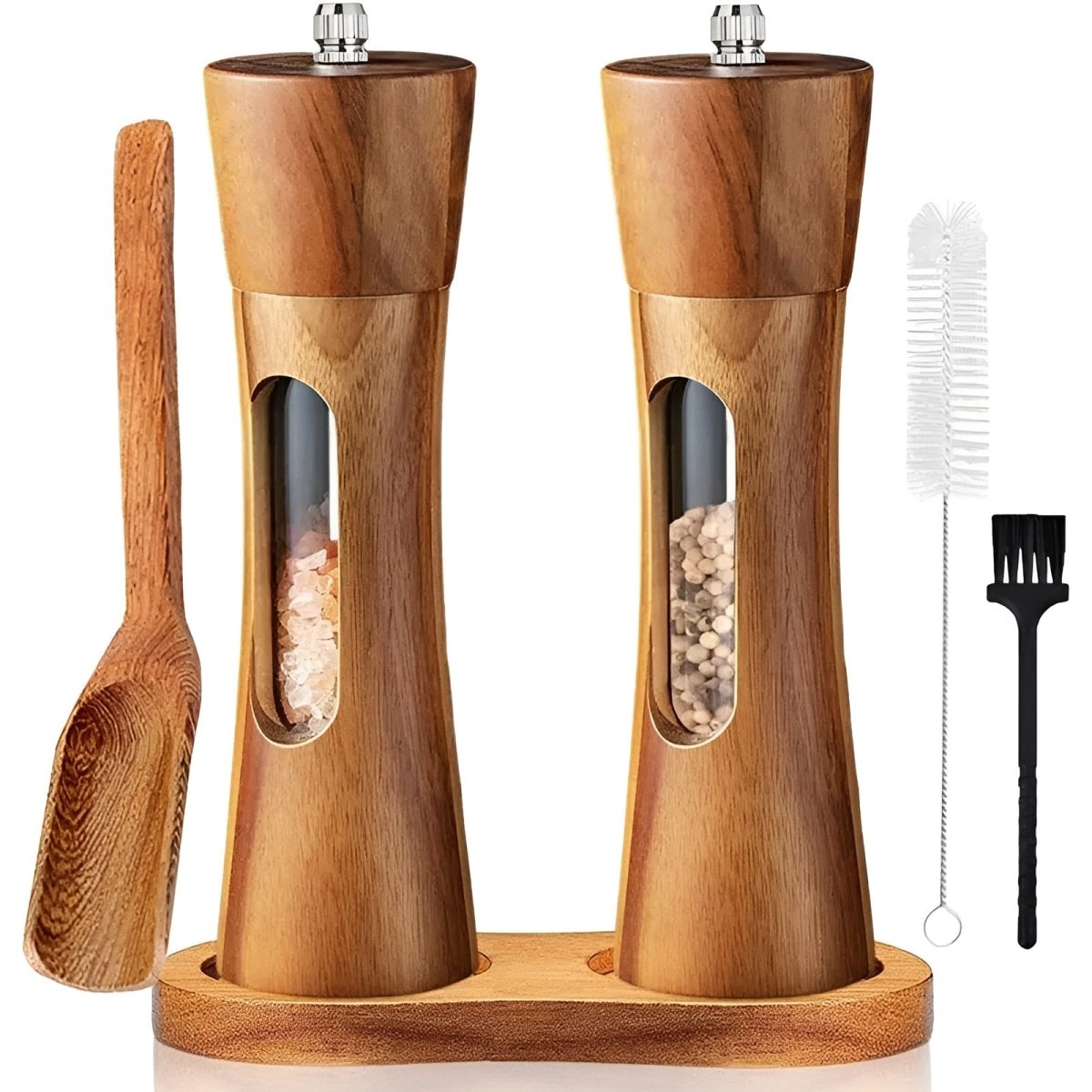 Salt and Pepper Mills, Wooden Salt and Pepper Grinders with Adjustable Grind
