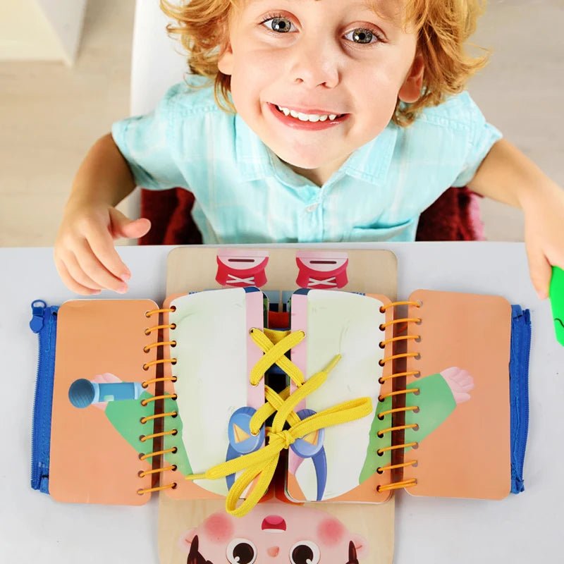 Montessori Busy Board, Wooden Sensory Board for Toddlers, Multi Layer Activity Board, Montessori Toys_02