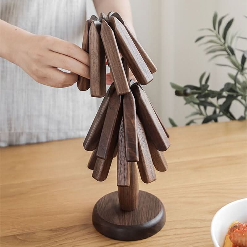 Trivets for Hot Pots, Solid Walnut Wooden Trivet with Optional Stand – image 6