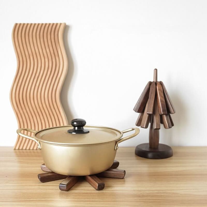 Trivets for Hot Pots, Solid Walnut Wooden Trivet with Optional Stand – image 8
