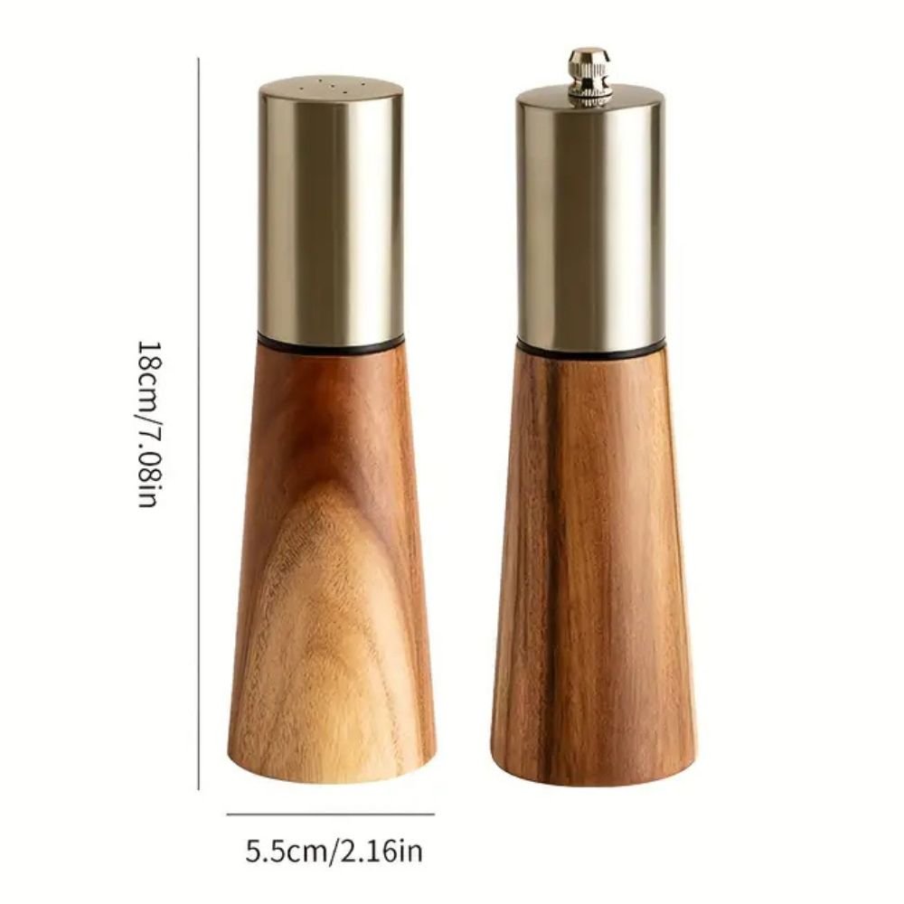 Salt and Pepper Grinders, Wooden Salt and Pepper Mill Set with Adjustable Ceramic Grinder, Refillable Pepper Mills 15 cm_04