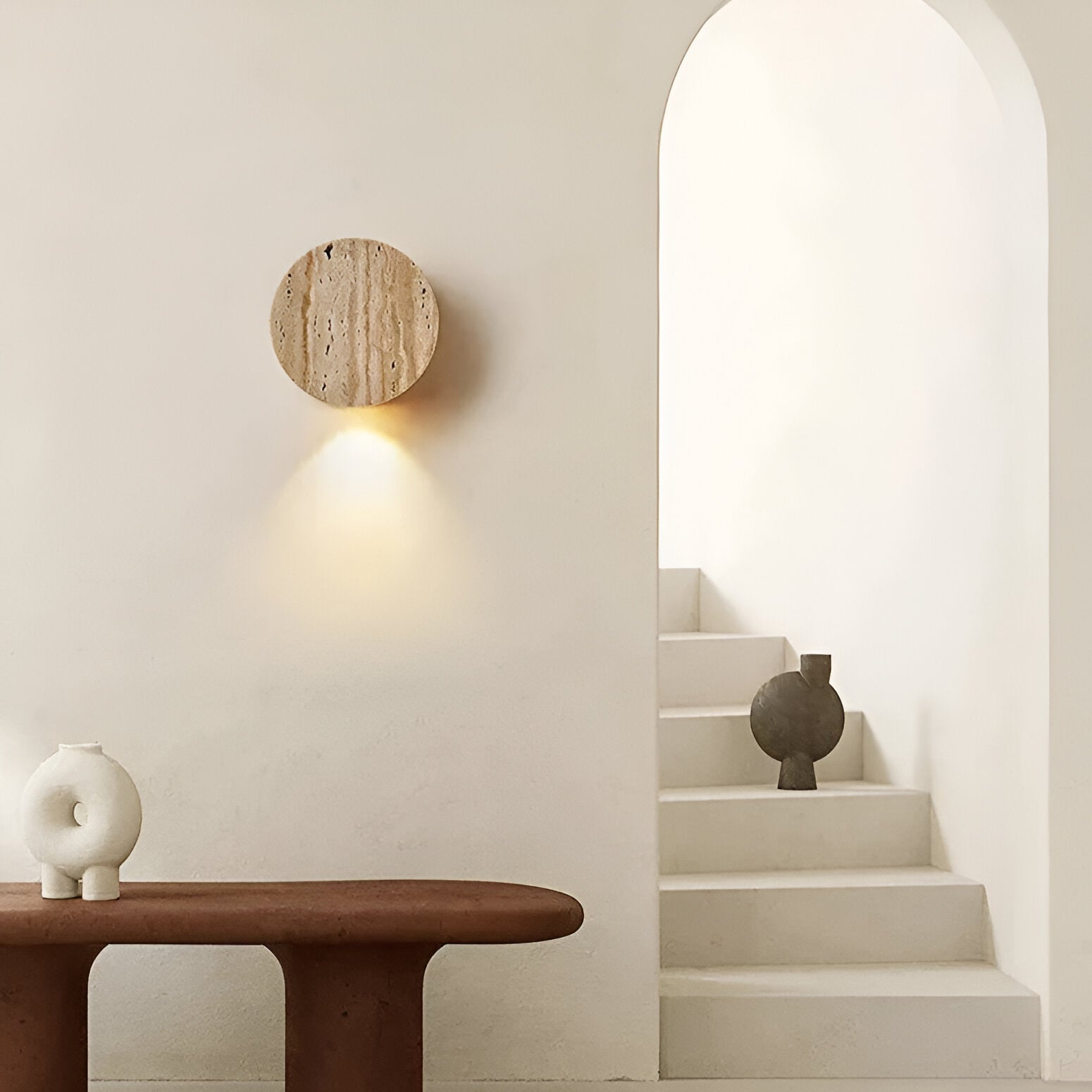 Wabi-Sabi | Wall Sconce Lighting with Natural Travertine & Warm LED | Minimalist Design for Tranquil Ambience 6