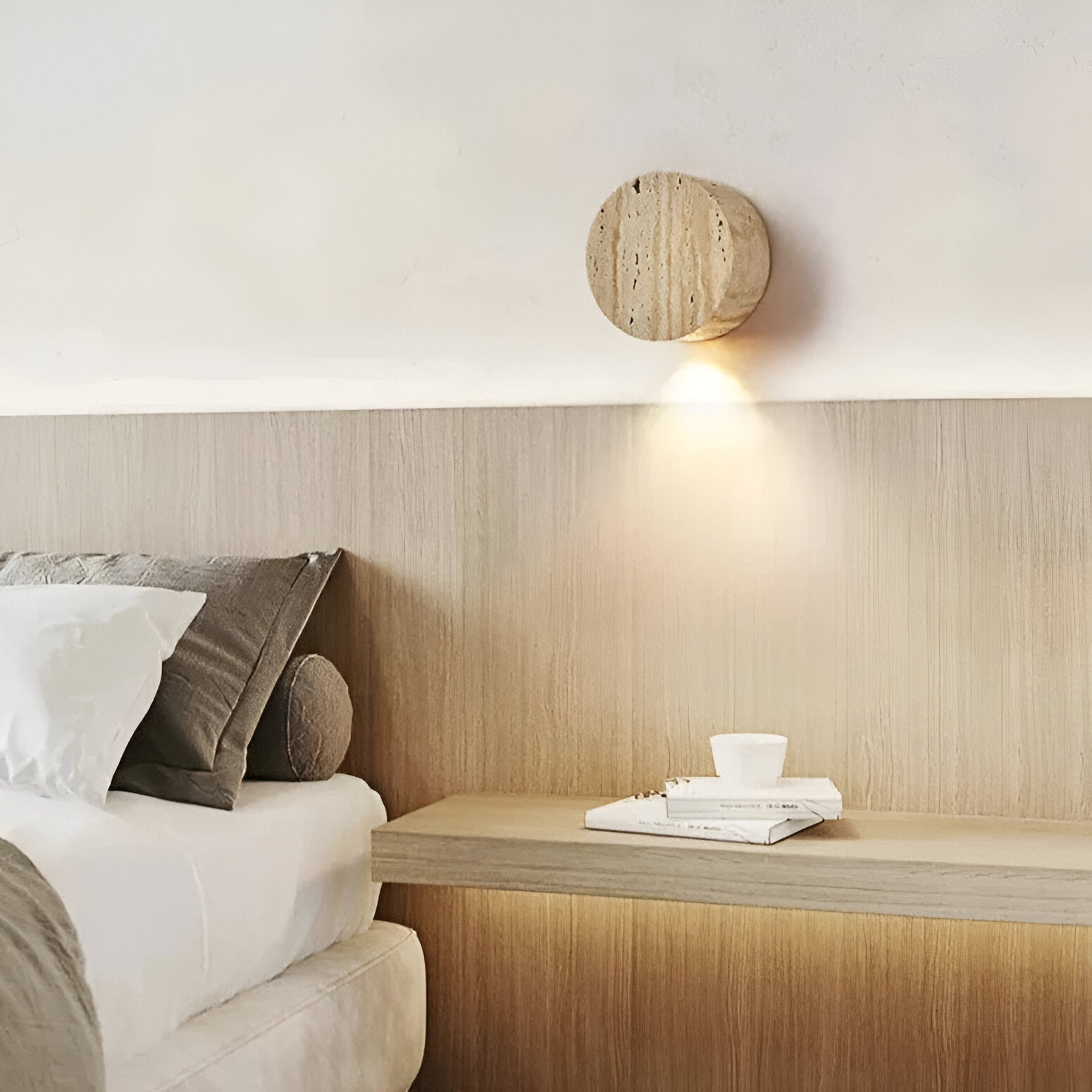 Wabi-Sabi | Wall Sconce Lighting with Natural Travertine & Warm LED | Minimalist Design for Tranquil Ambience 7