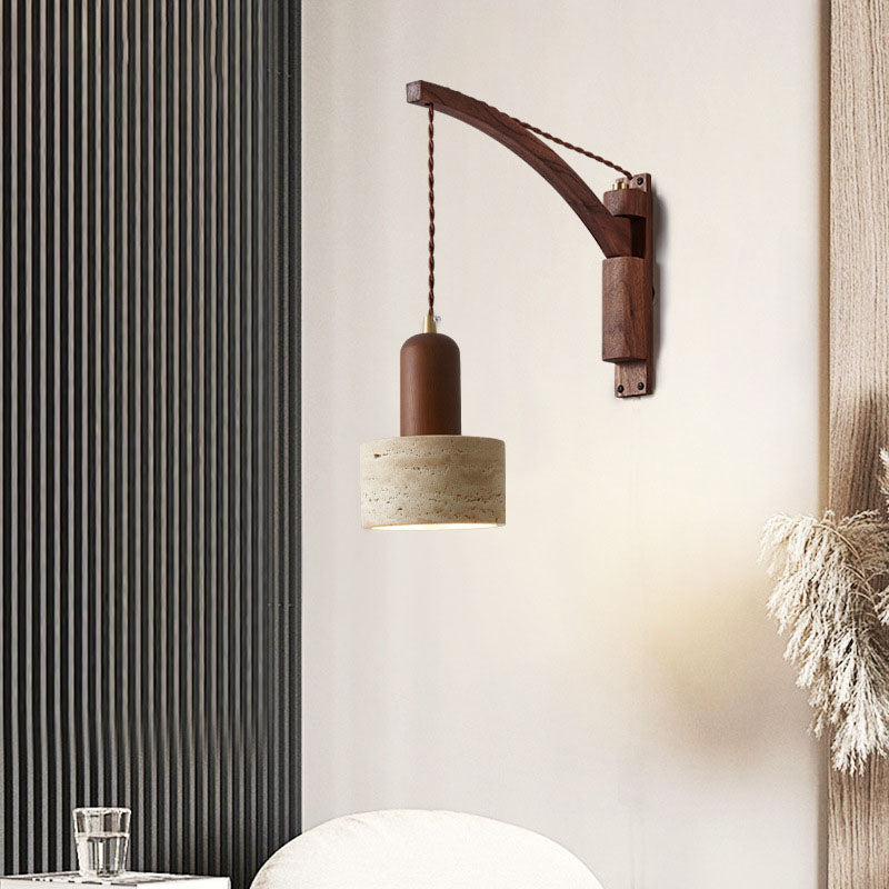 WabiSabiGlow | Elegant Natural Wood Glass Dome Wall Sconce Light 0