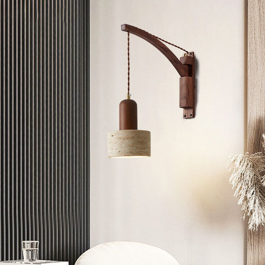 WabiSabiGlow | Elegant Natural Wood Glass Dome Wall Sconce Light 0