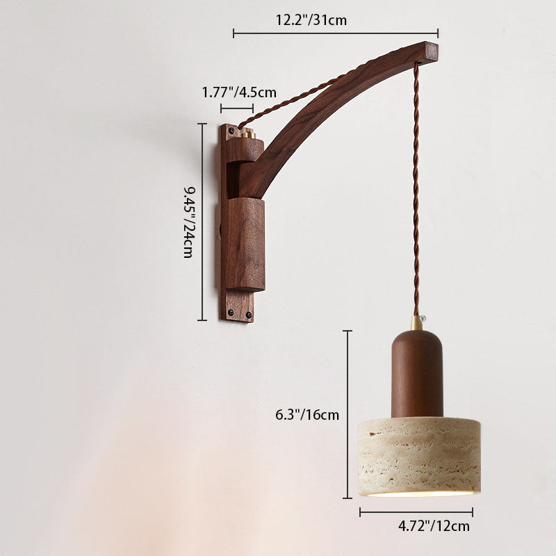 WabiSabiGlow | Elegant Natural Wood Glass Dome Wall Sconce Light 1