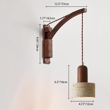 WabiSabiGlow | Elegant Natural Wood Glass Dome Wall Sconce Light 1