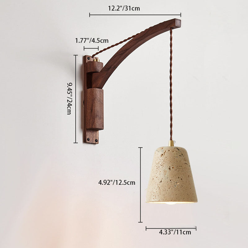 WabiSabiGlow | Elegant Natural Wood Glass Dome Wall Sconce Light 3