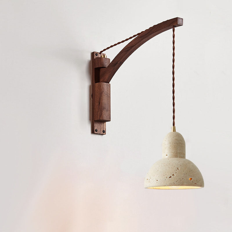 WabiSabiGlow | Elegant Natural Wood Glass Dome Wall Sconce Light 4