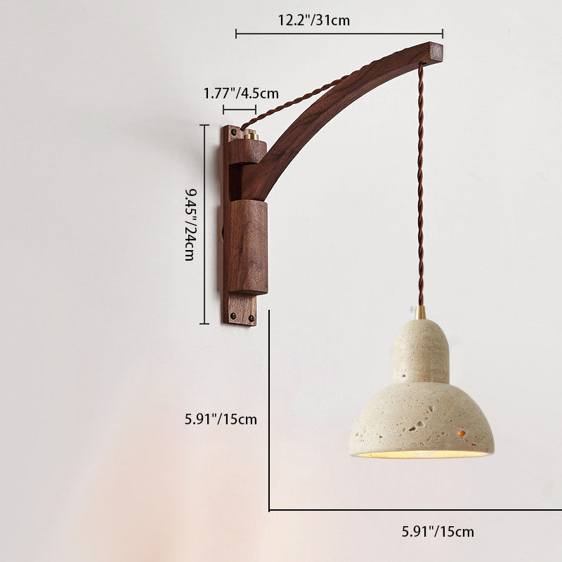 WabiSabiGlow | Elegant Natural Wood Glass Dome Wall Sconce Light 5