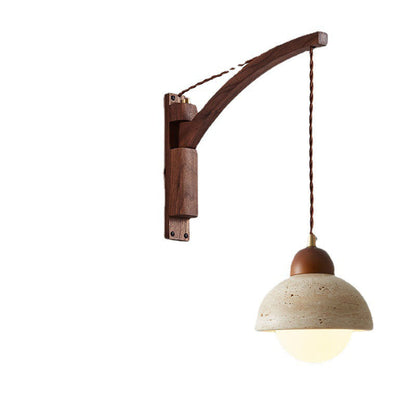 WabiSabiGlow | Elegant Natural Wood Glass Dome Wall Sconce Light 6