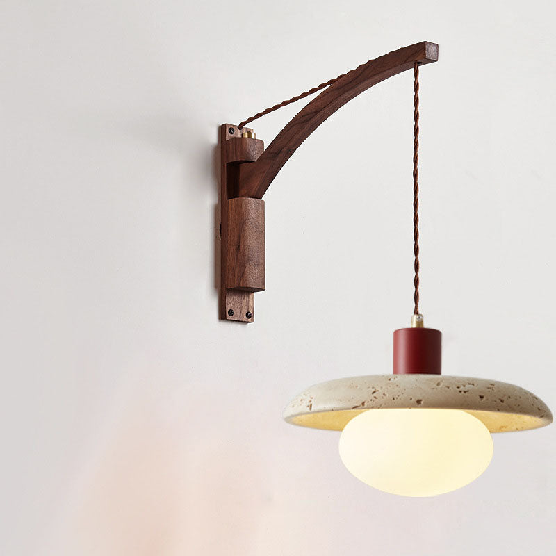 WabiSabiGlow | Elegant Natural Wood Glass Dome Wall Sconce Light 9