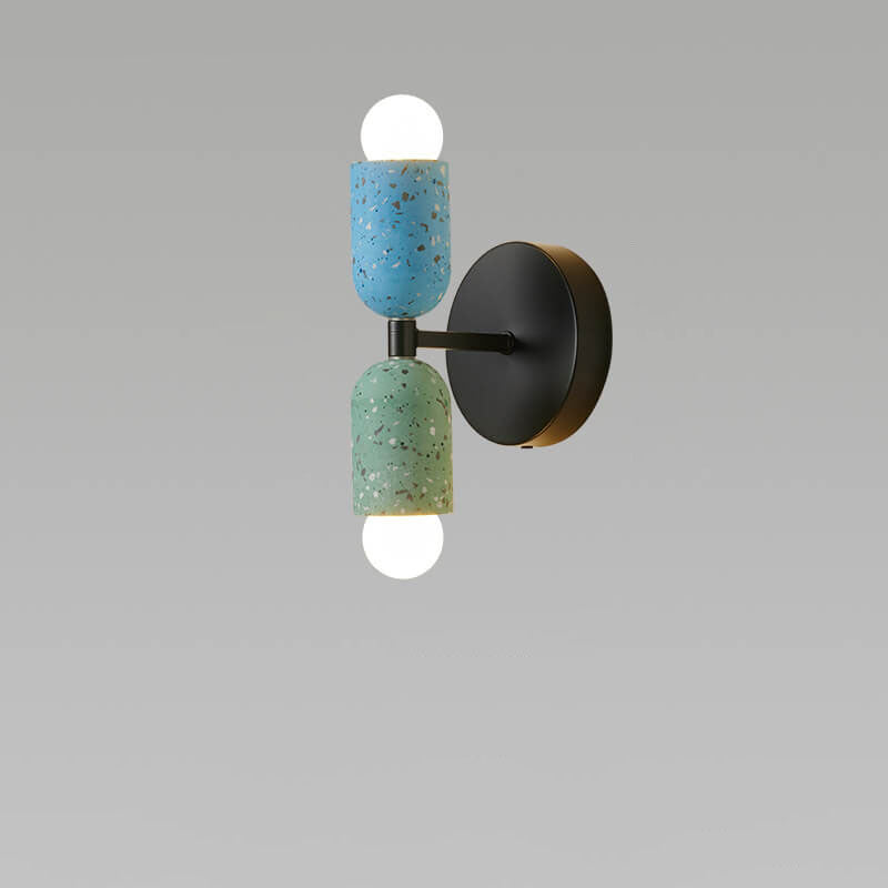 WabiSabiGlow | Elegant Textured Cement Dual-Light Wall Sconce Lighting