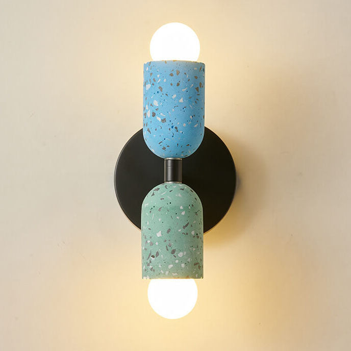 WabiSabiGlow | Elegant Textured Cement Dual-Light Wall Sconce Lighting