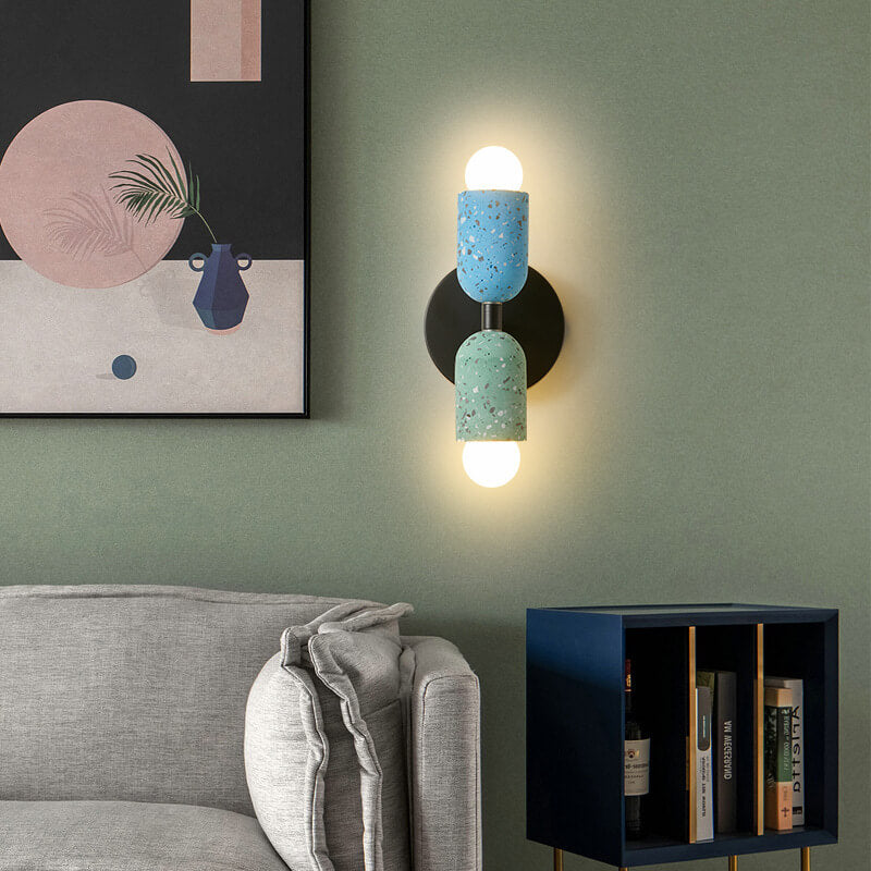 WabiSabiGlow | Elegant Textured Cement Dual-Light Wall Sconce Lighting 5