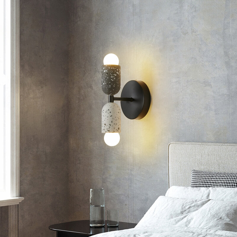 WabiSabiGlow | Elegant Textured Cement Dual-Light Wall Sconce Lighting 8