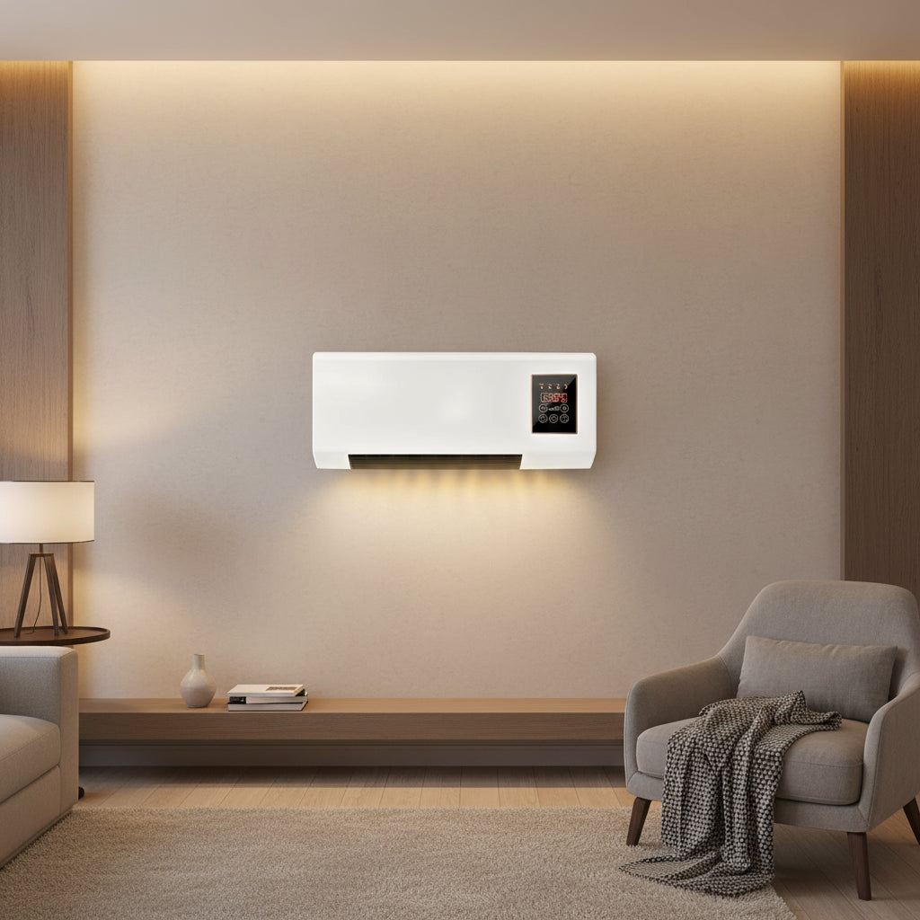 Wall Mounted Electric Heater with Remote Control | Space-Saving Design for Year-Round Comfort 0