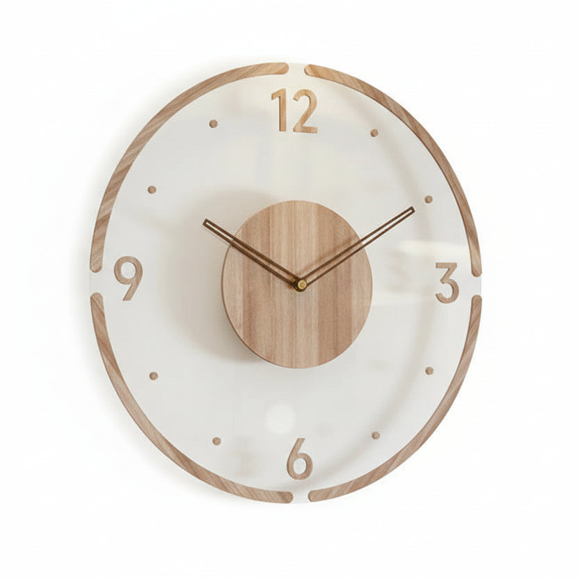 Silent Wall Clock, Modern Wooden Clock 35 cm