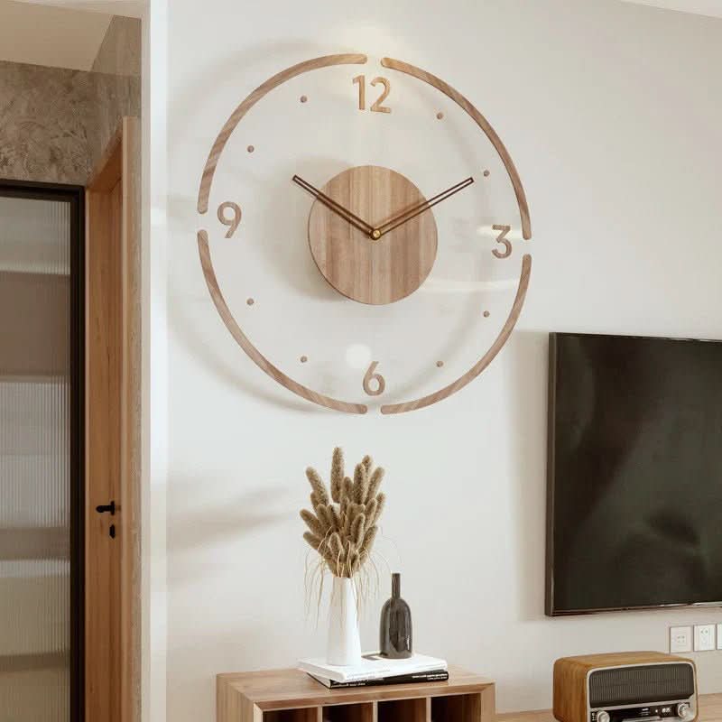 Silent Wall Clock, Modern Wooden Clock 35 cm, Scandinavian Home Decor for Living Room and Bedroom
