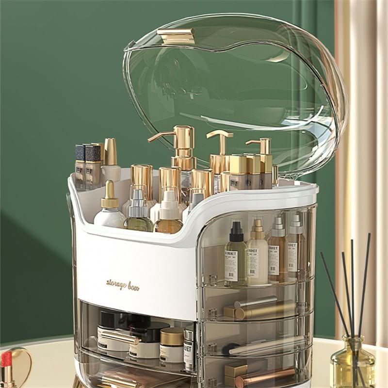 Makeup Organiser, Clear Cosmetic Organiser Box, Dustproof Makeup Storage Box with Compartments and Makeup Brush Holder_02