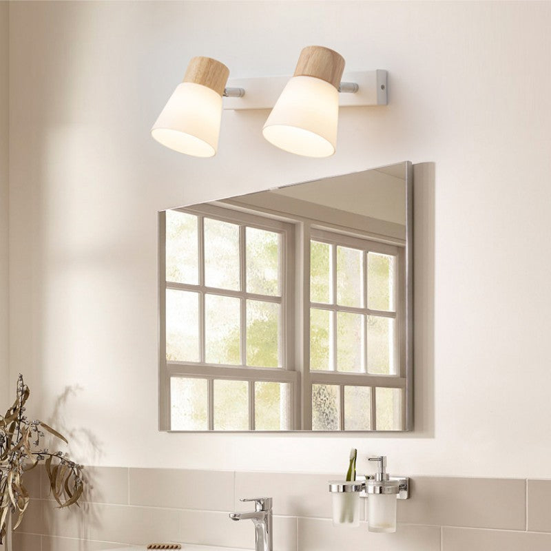 WoodCone | Stylish Modern Minimalist 2-Light Bathroom Wall Sconce 7