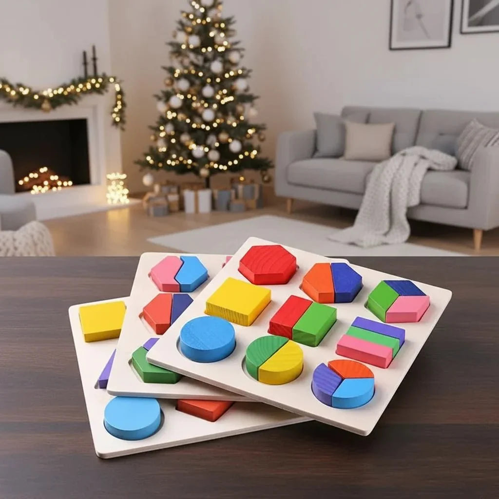 Wooden Puzzle Shape Sorter, Montessori Toys for 3 Year Olds, Toddler Toys for Learning Colours and Shapes