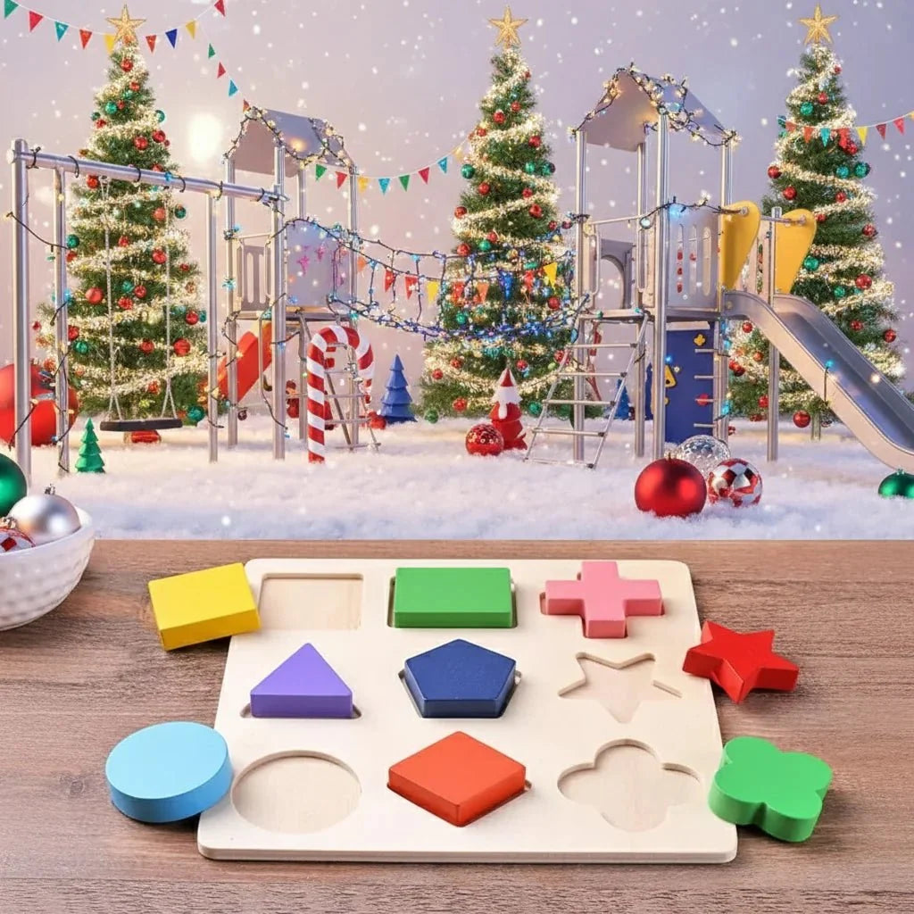 Wooden Puzzle Shape Sorter, Montessori Toys for 3 Year Olds, Toddler Toys for Learning Colours and Shapes