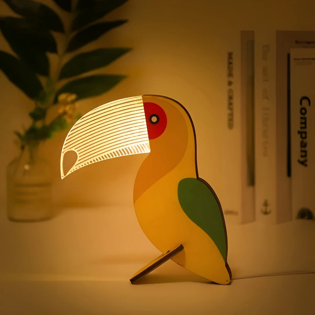 WoodlandGlow | Charming Minimalist LED Bedside Table Lamp for Cozy Spaces