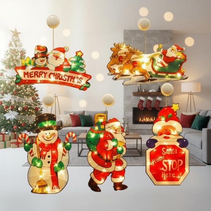 Christmas Lights for Windows, Xmas Window Decorations with LED String Lights, Light Up Christmas Decorations Indoor