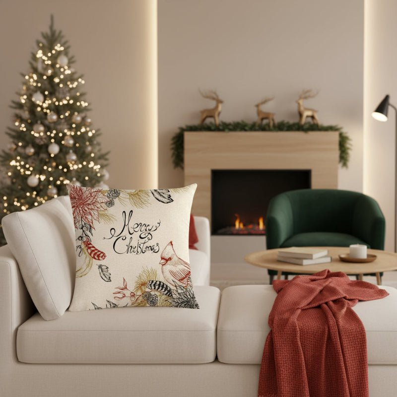 Christmas Cushion Covers, Velvet Cushion Cover 45 x 45 cm with Hidden Zip