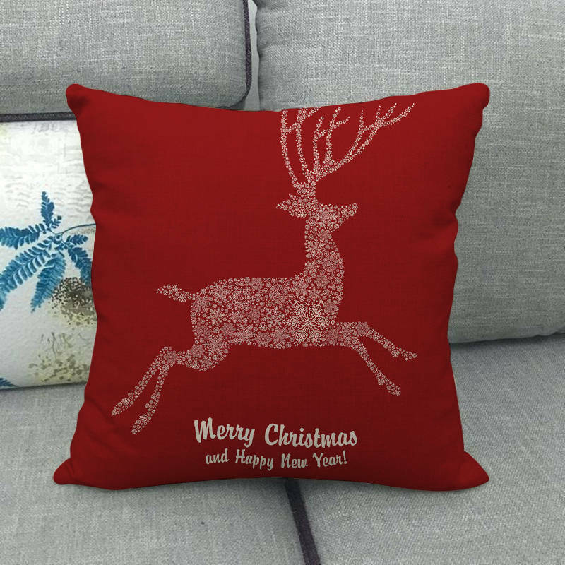 Christmas Cushion Covers, Velvet Cushion Cover 45 x 45 cm with Hidden Zip, Christmas Decorations for Living Room