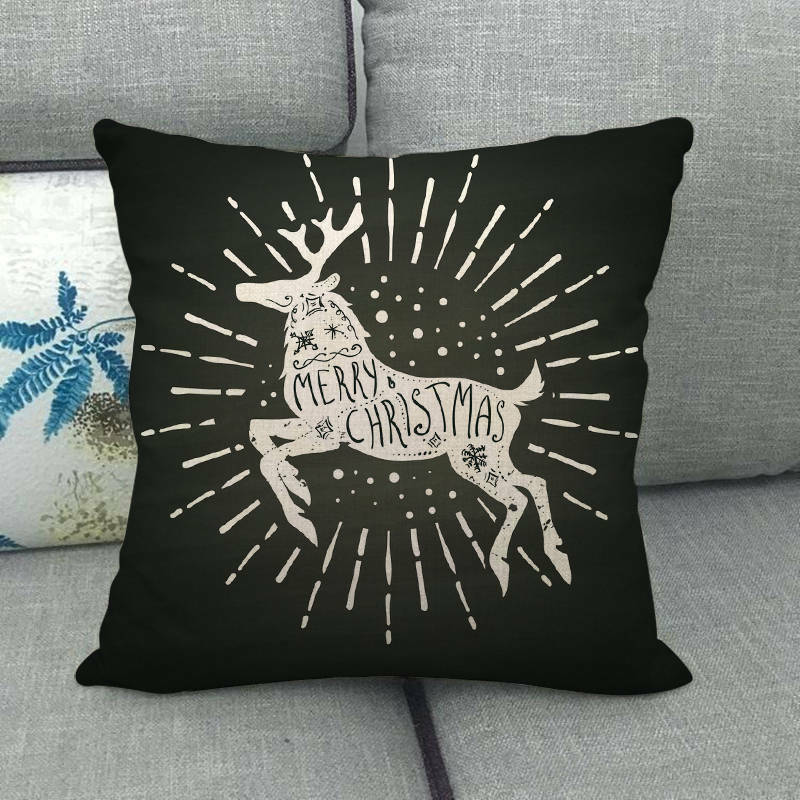 Christmas Cushion Covers, Velvet Cushion Cover 45 x 45 cm with Hidden Zip, Christmas Decorations for Living Room