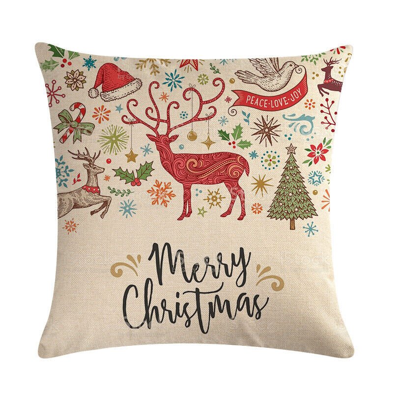 Christmas Cushion Covers, Velvet Cushion Cover 45 x 45 cm with Hidden Zip, Christmas Decorations for Living Room