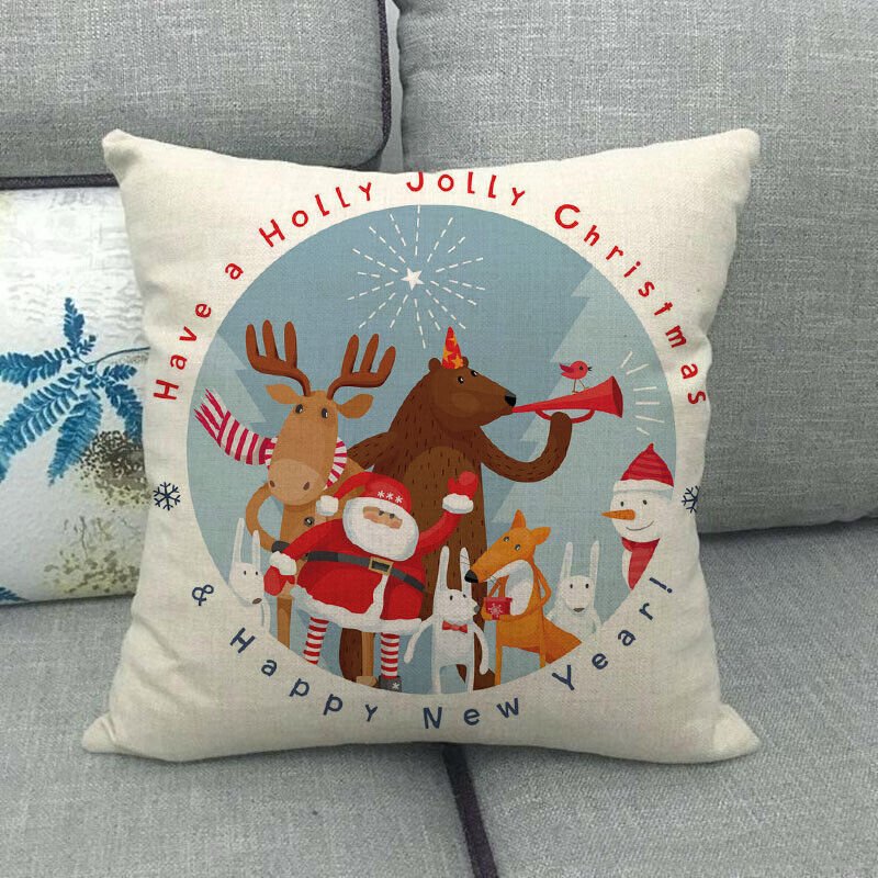 Christmas Cushion Covers, Velvet Cushion Cover 45 x 45 cm with Hidden Zip, Christmas Decorations for Living Room