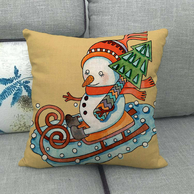 Christmas Cushion Covers, Velvet Cushion Cover 45 x 45 cm with Hidden Zip, Christmas Decorations for Living Room