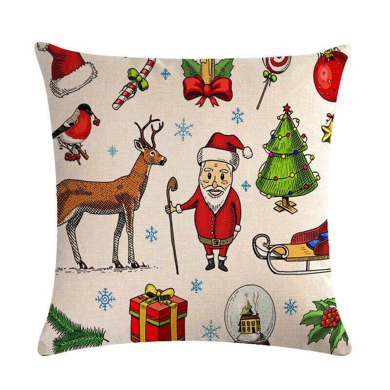 Christmas Cushion Covers, Velvet Cushion Cover 45 x 45 cm with Hidden Zip, Christmas Decorations for Living Room