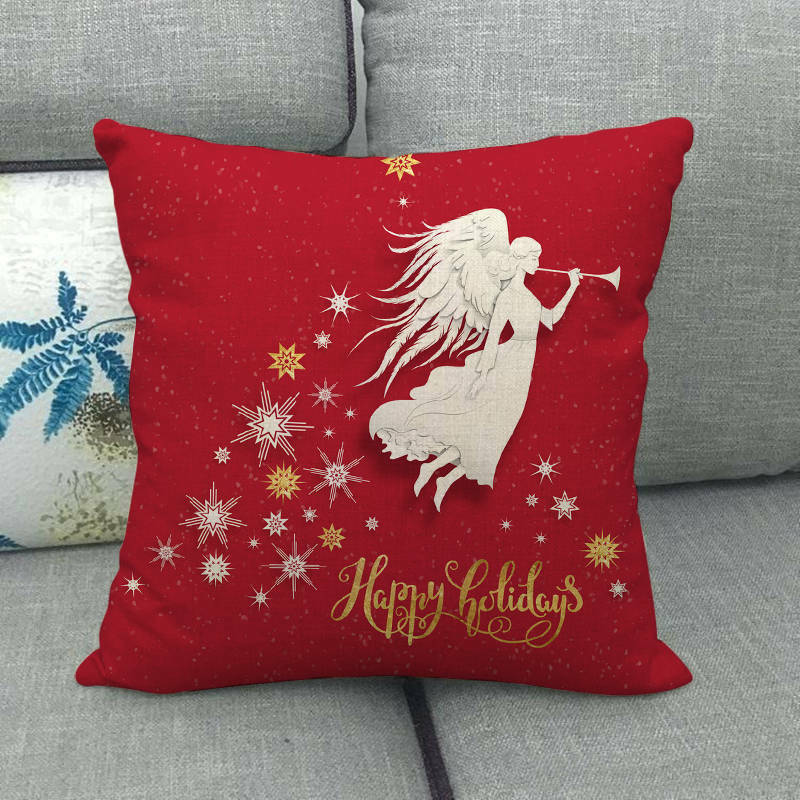 Christmas Cushion Covers, Velvet Cushion Cover 45 x 45 cm with Hidden Zip, Christmas Decorations for Living Room