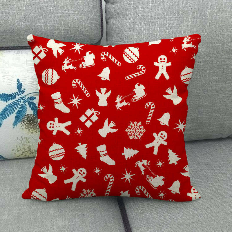 Christmas Cushion Covers, Velvet Cushion Cover 45 x 45 cm with Hidden Zip, Christmas Decorations for Living Room