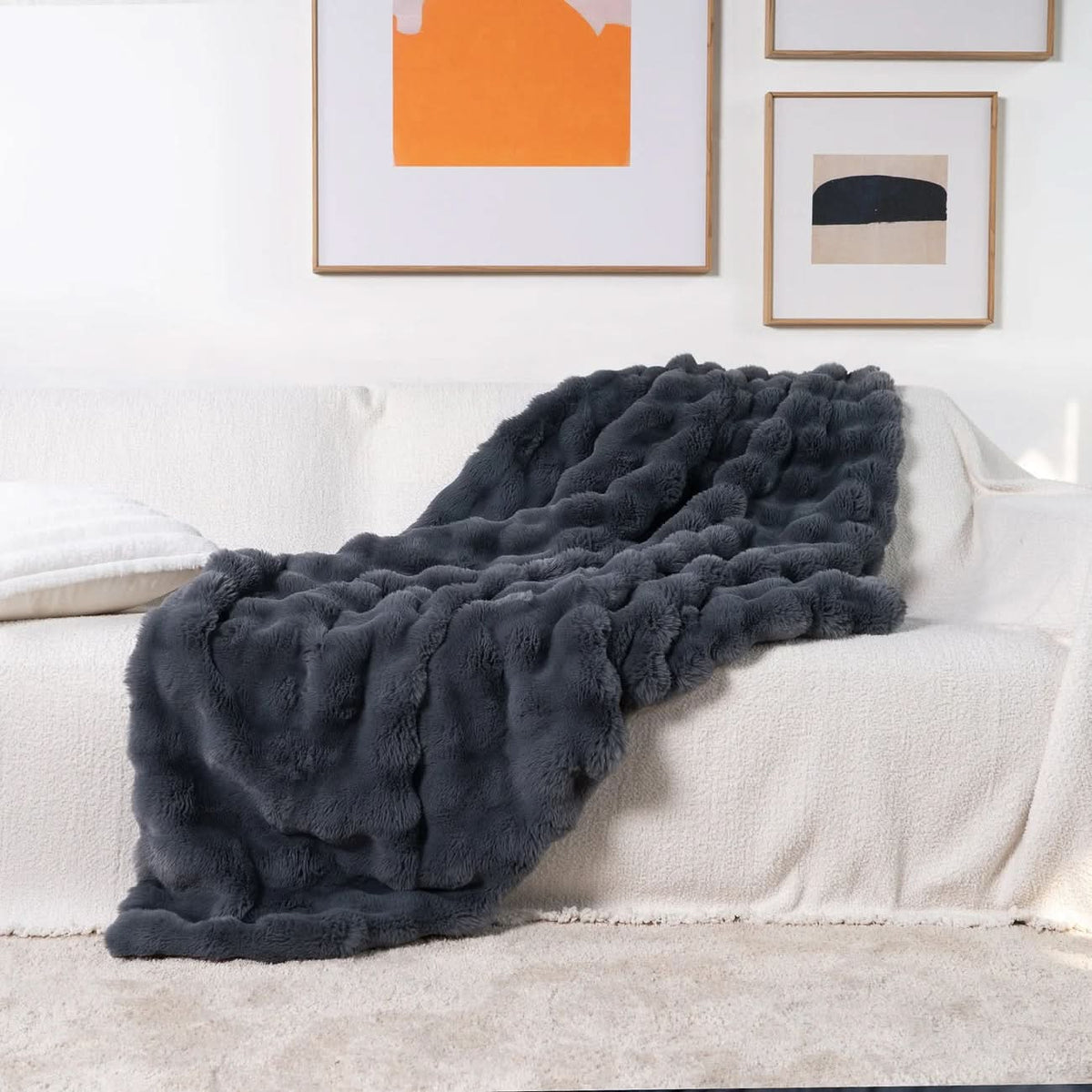 Throw Blankets, Faux Fur Throw for Sofa, Soft Bed Throw, Double Layer Sofa Blanket for Winter_10