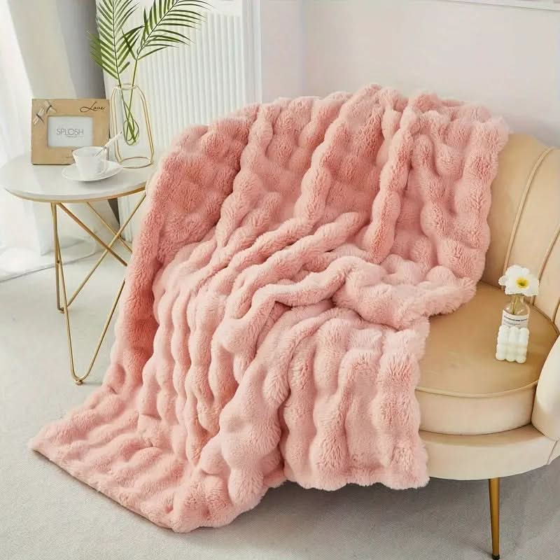 Throw Blankets, Faux Fur Throw for Sofa, Soft Bed Throw, Double Layer Sofa Blanket for Winter_08