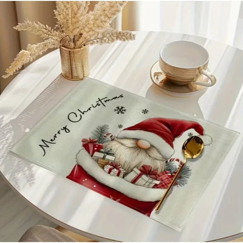 Christmas Placemats with Gnome Design, Heat Resistant Table Mats, Non Slip Christmas Table Decorations, 32 x 42 cm_01