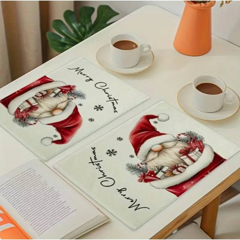 Christmas Placemats with Gnome Design, Heat Resistant Table Mats, Non Slip Christmas Table Decorations, 32 x 42 cm_02