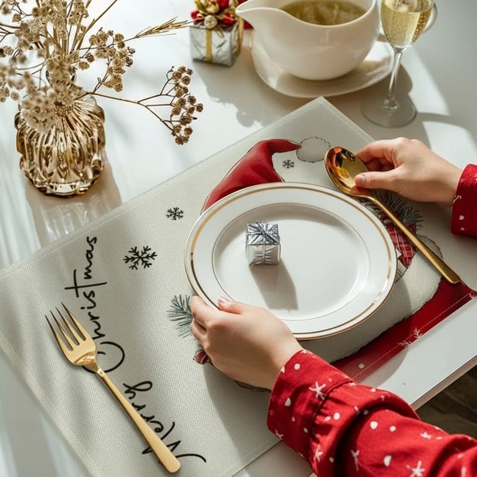 Christmas Placemats with Gnome Design, Heat Resistant Table Mats, Non Slip Christmas Table Decorations, 32 x 42 cm_04