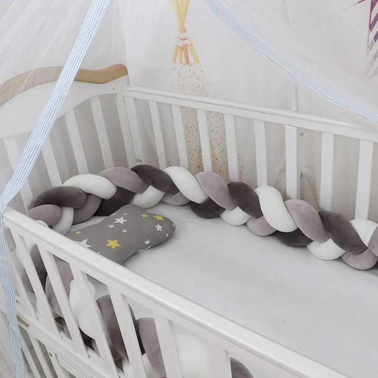 Braided Cot Bumper, Cotton Woven Crib Bumper in 1 to 4 m Lengths, Nursery Decor in Solid Colours_19