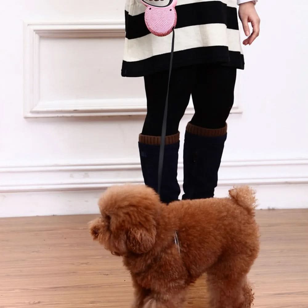 Retractable Dog Lead 3 m with Rhinestones, Extendable Dog Lead for Small Dogs, Cat Lead in Blue or Pink_02