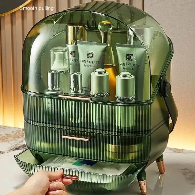 Makeup Organiser, Clear Cosmetic Organiser Box, Dustproof Makeup Storage Box with Compartments and Makeup Brush Holder_15