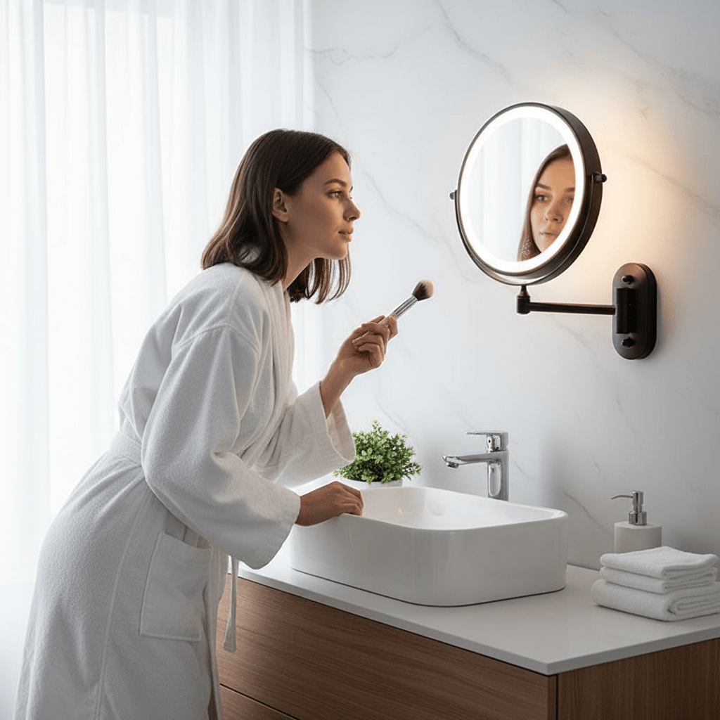 LED Vanity Mirror, Rechargeable Light Up Mirror for Makeup with 3x to 10x Magnification